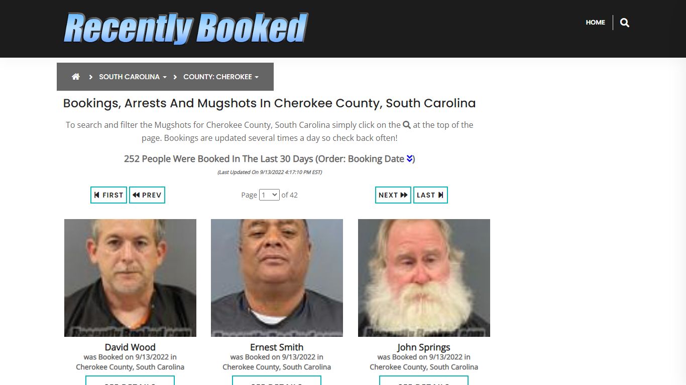 Bookings, Arrests and Mugshots in Cherokee County, South Carolina